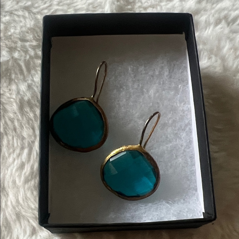 Elegant Gold and Blue Drop Earrings